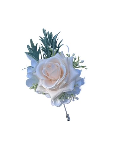 XPJYUA Hochzeit Corsage Rosa Boutonniere for Mann Bräutigam Klassische Corsage Hochzeit Mann Künstliche Blume Dekor Seidenblumen von XPJYUA