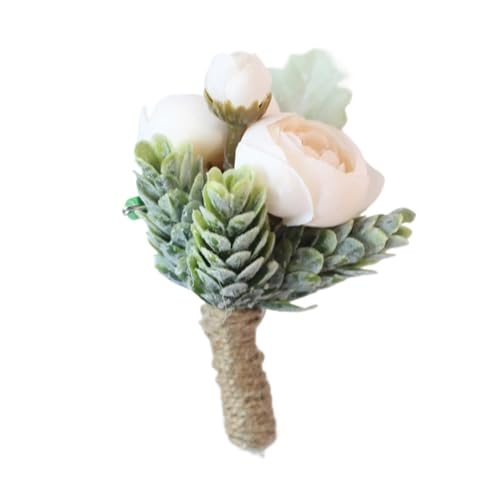 XPJYUA Hochzeit Corsage Rose Bud Handgelenk Corsage Hand Blume Mann Boutonniere Künstliche Rose Seide Handgelenk Armband Brautjungfer Hochzeit Prom Brosche(Corsage-F) von XPJYUA