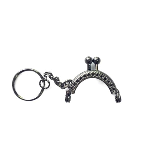 XPJYUA Metall Taschenrahmen 2 Stück 4/5 cm Münzgeldbörse Metallrahmen Tasche Wechselgeldbörse Rahmen mit Schlüsselanhänger Bogenrahmen Kuss Verschluss Schloss DIY Basteln Geldbörse Zubehör(4cm-Black) von XPJYUA