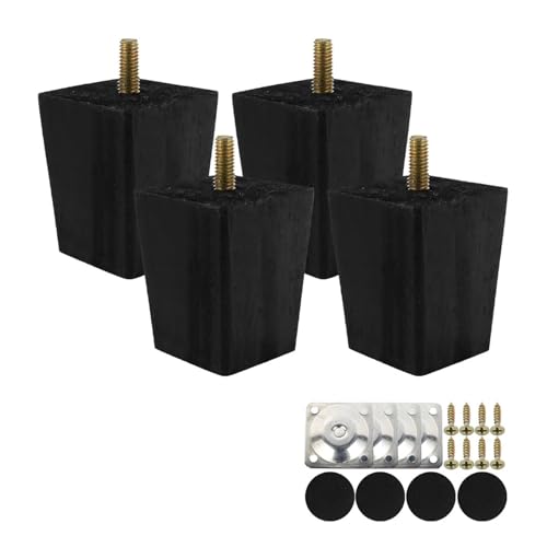 XPJYUA Möbelfüße 4 STÜCKE Massivholz Möbelbeine 6/10/15 cm Stuhl Bett Tisch Schrank Erhöhung Teile Möbel Fuß Ersatz Zubehör(Black,60mm 4pcs) von XPJYUA