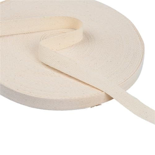 XPJYUA Schrägband Baumwolle 10 Meter 10 mm/15 mm/20 mm Baumwollband, Haarschleife, Party-Dekoration, DIY, Nähen, Basteln(Beige,15mm 10meters) von XPJYUA