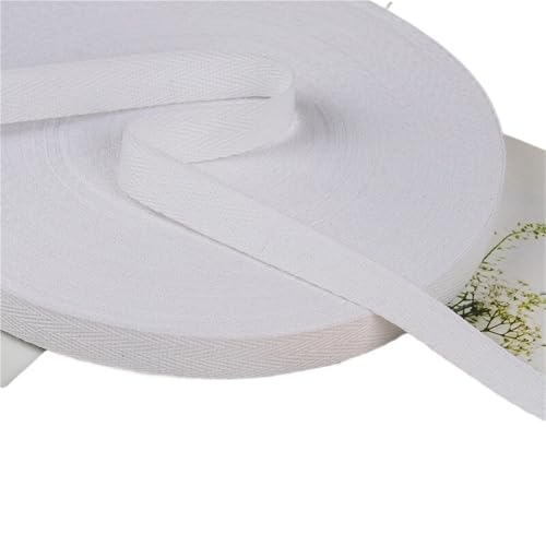 XPJYUA Schrägband Baumwolle 10 Meter 10 mm/15 mm/20 mm Baumwollband, Haarschleife, Party-Dekoration, DIY, Nähen, Basteln(White,10mm 10meters) von XPJYUA