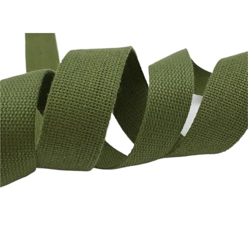 XPJYUA Schrägband Baumwolle 10 Meter 15–50 mm 2 mm Dickes grünes Baumwollgewebe aus Segeltuch for Taschen, Rucksackgurte, Sicherheitsgurtband, Schrägband-Zubehör(32mm) von XPJYUA