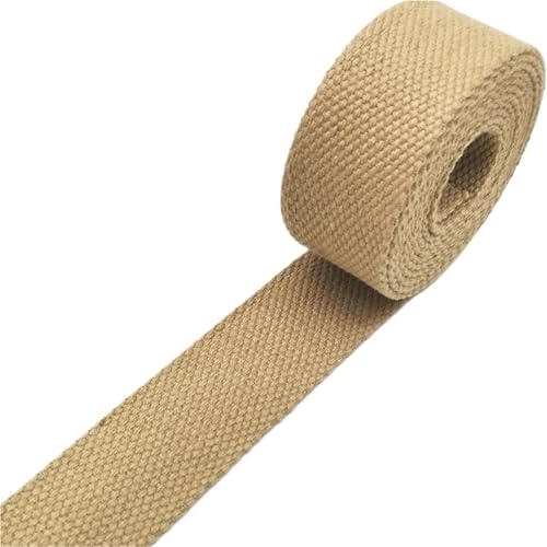 XPJYUA Schrägband Baumwolle 2 Yards 32 mm Canvas-Band, Gürteltaschenverdickung (2 mm), Baumwollgurtband, Nylon-Rucksack-Umreifung, Nähzubehör(Khaki) von XPJYUA