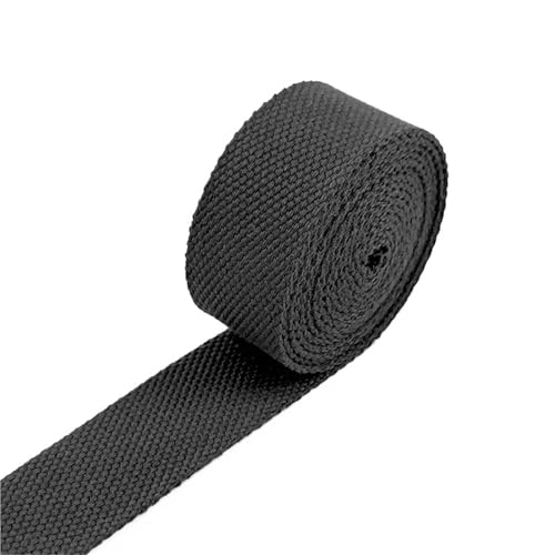 XPJYUA Schrägband Baumwolle 3 Meter 20–38 mm 2 mm Baumwoll-Gurtband, Rucksack-Gürtelband, Polyester-Band, Gurte, Gepäck, Schrägband, DIY-Zubehör(20Black,38mm) von XPJYUA