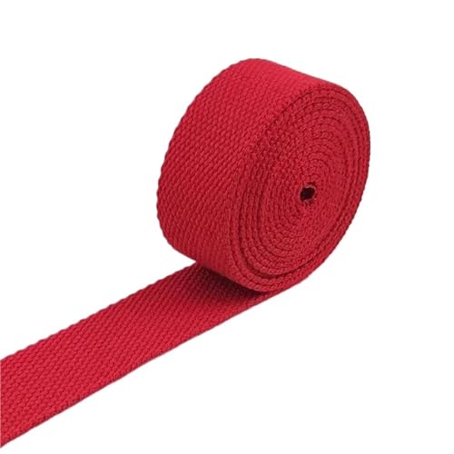 XPJYUA Schrägband Baumwolle 3 Meter 20–38 mm 2 mm Baumwoll-Gurtband, Rucksack-Gürtelband, Polyester-Band, Gurte, Gepäck, Schrägband, DIY-Zubehör(5 Red,20mm) von XPJYUA