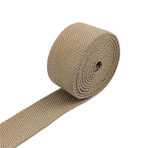 XPJYUA Schrägband Baumwolle 3 Meter 20–38 mm 2 mm Baumwoll-Gurtband, Rucksack-Gürtelband, Polyester-Band, Gurte, Gepäck, Schrägband, DIY-Zubehör(7Khaki,25mm) von XPJYUA