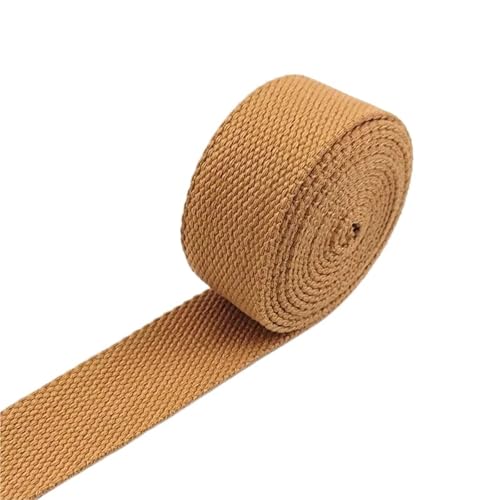 XPJYUA Schrägband Baumwolle 3 Meter 20–38 mm 2 mm Baumwoll-Gurtband, Rucksack-Gürtelband, Polyester-Band, Gurte, Gepäck, Schrägband, DIY-Zubehör(8DarkYellow,20mm) von XPJYUA