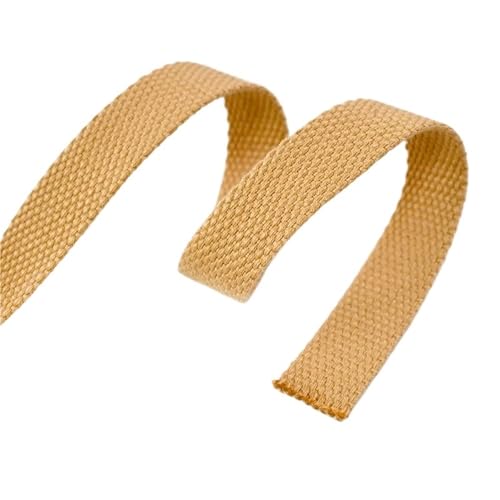 XPJYUA Schrägband Baumwolle 3 Meter 20–50 mm 1,3 mm Dickes Baumwollgewebe, Taschengurt, Kleidungsstück, Leinwand, Gurtband, Dekorationsband for Nähen(Dark Yellow,20mm) von XPJYUA