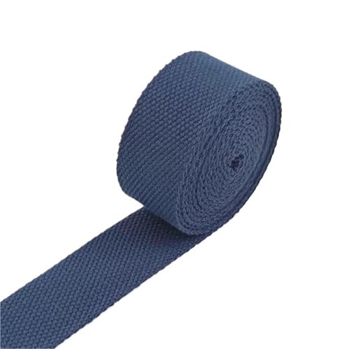 XPJYUA Schrägband Baumwolle 3 Meter 50 mm Dickes 2 mm Canvas-Polyester-Baumwoll-Gurtband, Etikettenband, Taschen, Rucksack, Gürtelband, Schrägband, DIY, Nähen, Basteln(18Blue) von XPJYUA