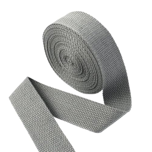 XPJYUA Schrägband Baumwolle 5 Meter 20–50 mm Baumwollgewebe, 1,5 mm dick, hochfest, Rucksackgurt, Etikettenband, Kleidung, Nähband, Schrägband(Dark Gray,38mm) von XPJYUA