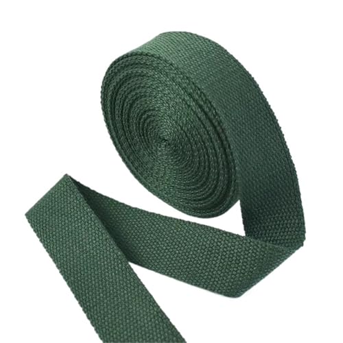 XPJYUA Schrägband Baumwolle 5 Meter 20–50 mm Baumwollgewebe, 1,5 mm dick, hochfest, Rucksackgurt, Etikettenband, Kleidung, Nähband, Schrägband(Green Black,32mm) von XPJYUA