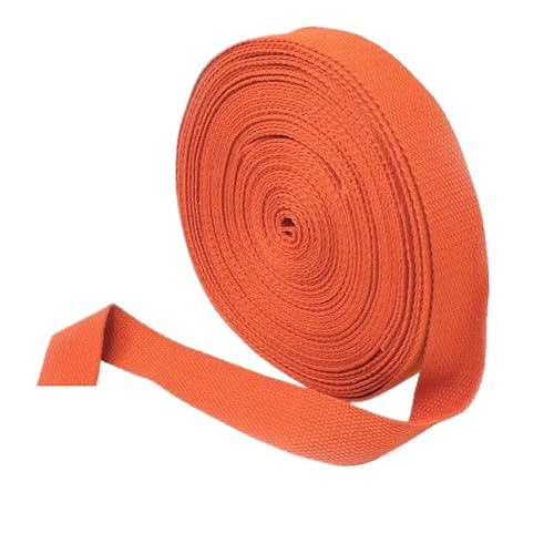 XPJYUA Schrägband Baumwolle 5 Meter 20–50 mm Baumwollgewebe, 1,5 mm dick, hochfest, Rucksackgurt, Etikettenband, Kleidung, Nähband, Schrägband(Orange,25mm) von XPJYUA