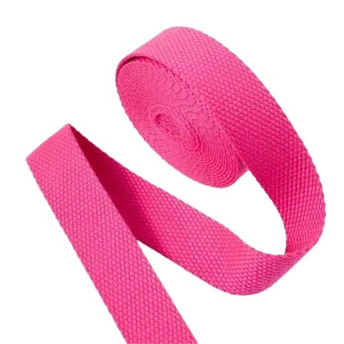 XPJYUA Schrägband Baumwolle 5 Meter 20–50 mm Baumwollgewebe, 1,5 mm dick, hochfest, Rucksackgurt, Etikettenband, Kleidung, Nähband, Schrägband(Rose Red,32mm) von XPJYUA