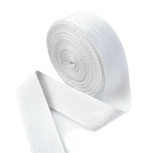 XPJYUA Schrägband Baumwolle 5 Meter 20–50 mm Baumwollgewebe, 1,5 mm dick, hochfest, Rucksackgurt, Etikettenband, Kleidung, Nähband, Schrägband(White,20mm) von XPJYUA