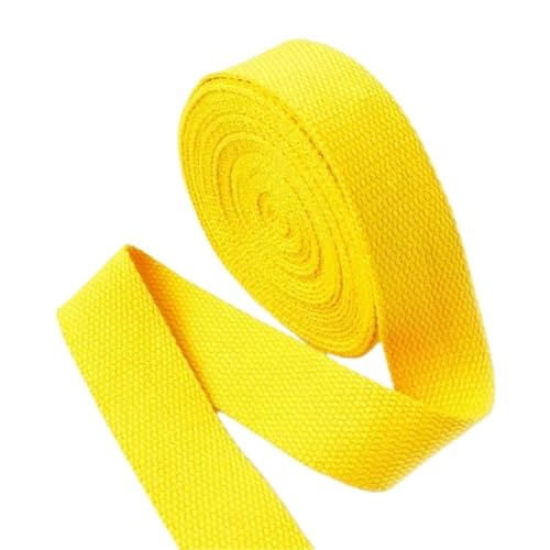 XPJYUA Schrägband Baumwolle 5 Meter 20–50 mm Baumwollgewebe, 1,5 mm dick, hochfest, Rucksackgurt, Etikettenband, Kleidung, Nähband, Schrägband(Yellow,38mm) von XPJYUA