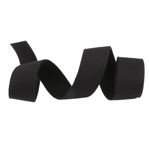 XPJYUA Schrägband Baumwolle 5 Meter 20 mm Canvas-Gurtband, Gürteltaschen-Gurtband, Baumwoll-Gurtband, Nylon-Gurtband, DIY-Rucksackgurt, Nähen, Tasche, Gürtel, Zubehör(Black) von XPJYUA