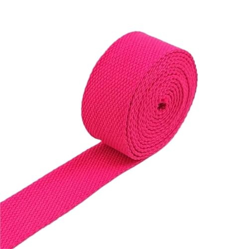 XPJYUA Schrägband Baumwolle 8 Meter 20–50 mm 2 mm Dicke Baumwoll-Gurtbänder, Canvas-Gurtbänder, Band for Nähen, Kleidung, Gürtel, DIY, Taschen, Riemen, Band, Zubehör(02Pink,25mm) von XPJYUA