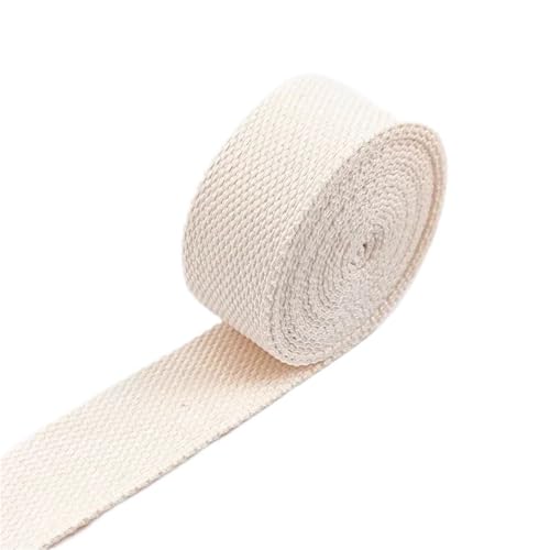 XPJYUA Schrägband Baumwolle 8 Meter 20–50 mm 2 mm Dicke Baumwoll-Gurtbänder, Canvas-Gurtbänder, Band for Nähen, Kleidung, Gürtel, DIY, Taschen, Riemen, Band, Zubehör(06Beige,20mm) von XPJYUA