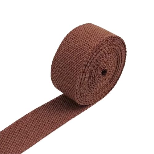 XPJYUA Schrägband Baumwolle 8 Meter 20–50 mm 2 mm Dicke Baumwoll-Gurtbänder, Canvas-Gurtbänder, Band for Nähen, Kleidung, Gürtel, DIY, Taschen, Riemen, Band, Zubehör(10Coffee,32mm) von XPJYUA