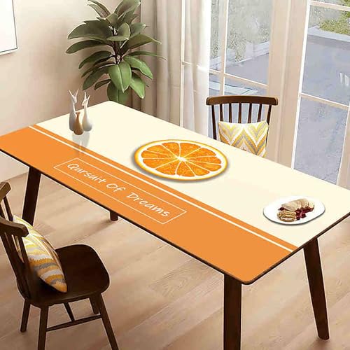 XQKXHZ Rechteckige PU Wasserdicht Tischdecke, 3D Zitronenmuster Dekorative Fall Tischdecke, Weiß und Orange Spleißen Abwischbare Tischdecke für Küche Outdoor Gartentisch,30x40cm von XQKXHZ