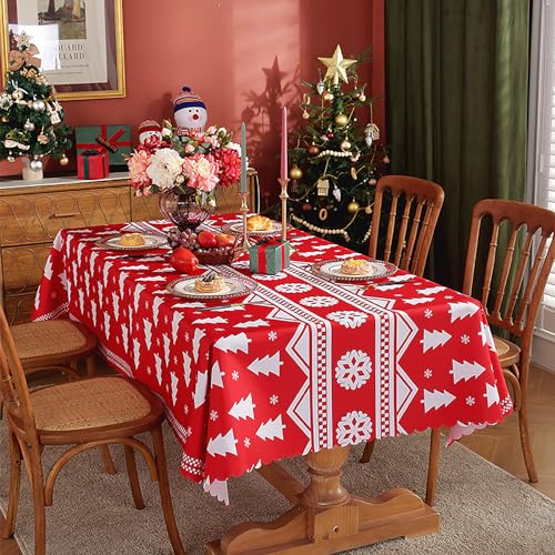 XQKXHZ Weihnachtstischdecken Rechteckige Dekorative Tischdecke Weihnachten Gedruckte Wasserabweisend Weihnachtstischdecke, Winter Party Festliche Deko Tischwäsche,K2,150x150cm von XQKXHZ