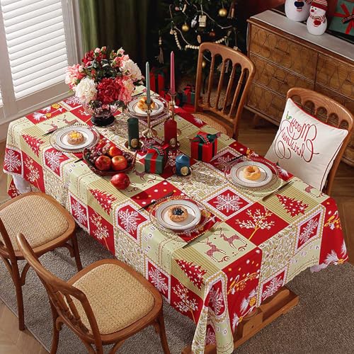 XQKXHZ Weihnachtstischdecken Rechteckige Dekorative Tischdecke Weihnachten Gedruckte Wasserabweisend Weihnachtstischdecke, Winter Party Festliche Deko Tischwäsche,M1,150x150cm von XQKXHZ