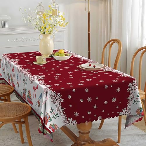 XQKXHZ Weihnachtstischdecken Rechteckige Dekorative Tischdecke Weihnachten Gedruckte Wasserabweisend Weihnachtstischdecke, Winter Party Festliche Deko Tischwäsche,M2,150x150cm von XQKXHZ