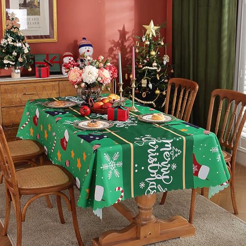 XQKXHZ Weihnachtstischdecken Rechteckige Dekorative Tischdecke Weihnachten Gedruckte Wasserabweisend Weihnachtstischdecke, Winter Party Festliche Deko Tischwäsche,N2,150x150cm von XQKXHZ