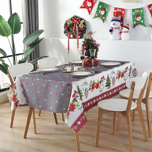 XQKXHZ Weihnachtstischdecken Rechteckige Dekorative Tischdecke Weihnachten Gedruckte Wasserabweisend Weihnachtstischdecke, Winter Party Festliche Deko Tischwäsche,O2,150x150cm von XQKXHZ