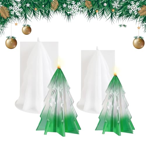 XQMMGO 2 Stück Gießform 3D Weihnachtsbaum, Kerzen Silikonformen Weihnachten, Silikonform Weihnachten für Duftkerze, DIY Handwerk Dekoration (Sternanis) von XQMMGO