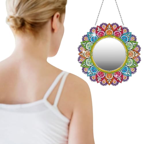 XQMMGO Diamond Art Painting Mirror Kit, Kunstgeschenke für Frauen, Bastelgeschenke für Frauen, Hobbys für Mädchen Frauen, DIY Spezielle Mandala-Diamant-Kits, Hausgarten (B) von XQMMGO