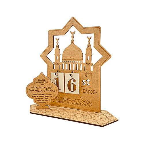XQMMGO Ramadan Kalender aus Holz,33 Tage Countdown-Kalender,Ramadan Adventskalender Eid Home-Party-Dekoration(C) von XQMMGO