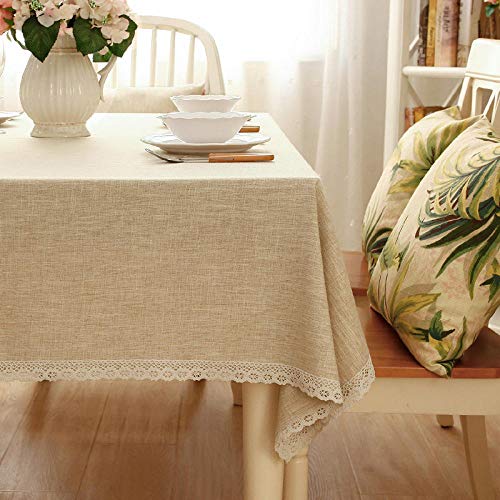 XQSSB Tisch Decke aus Premium Rechteckige Atmungsaktives Baumwollleinen für Gastronomie Feste Party Hochzeiten beige A 100 × 160cm von XQSSB