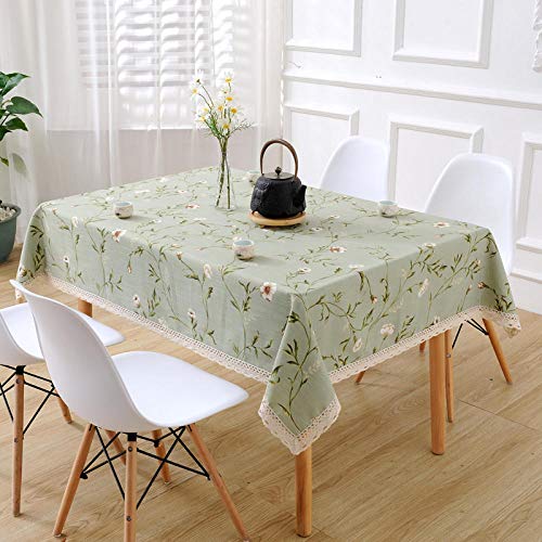 XQSSB Tischdecke Abwaschbar Tischdecke Abwischbar Cotton and Linen Breathable für Gastronomie Feste Party Hochzeiten Green 140 × 200cm von XQSSB