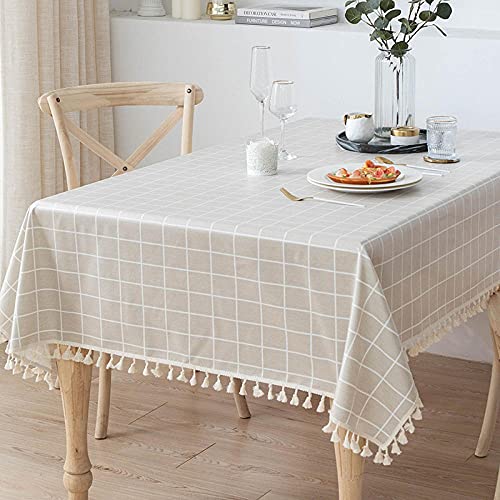 XQSSB Wachstuchtischdecke Wachstuch Wachstischdecke Baumwollleinen Verbrühschutz für Gastronomie Feste Party Hochzeiten Hellbraun 140 × 140cm von XQSSB