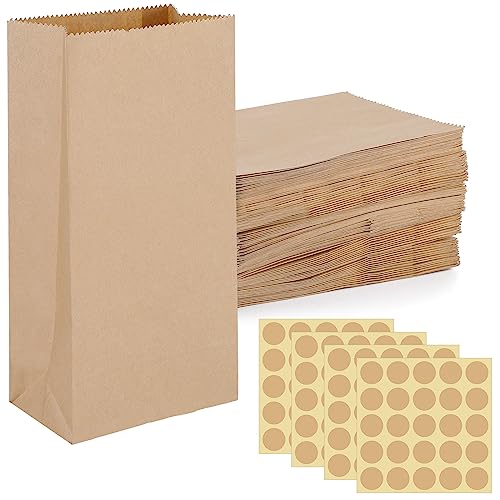 100 Stück Papiertüten Klein Braun, Kraftpapier Tüten mit Aufkleber DIY Süßigkeitentüten Butterbrottüten Samentütchen Geschenktüten für Ostern Ramadan Kalender Hochzeit Geburtstag von XREE