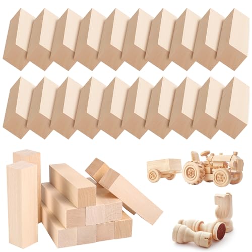 20 Stück Schnitzholz, Holzblöcke Lindenholz zum Schnitzen Holz Rohlinge Basswood Schnitzholz Anfänger Schnitzer Schnitzen Drechseln Basteln DIY Projekt (10x2,5x2,5cm) von XREE