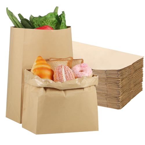 55 Stück Papiertüten Groß 85g, 30x20x12,5 cm Kraftpapier Tüten Geschenktüten Braun Butterbrottüten mit Wasser- und Ölabweisende Beschichtung Verpackungstüten für Gemüse Obst Brot Geschenke von XREE