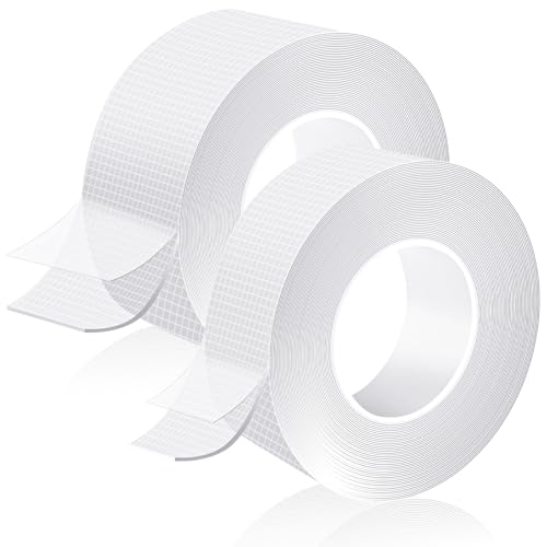 XREE 10m Doppelseitiges Klebeband Extra Stark, 2 Rolle Doppelseitiges Klebeband Ablösbar Transparent Wasserdicht Teppich Nano Tape Wiederverwendbar für Zuhause Auto Büro (Breit 2/3cm) von XREE