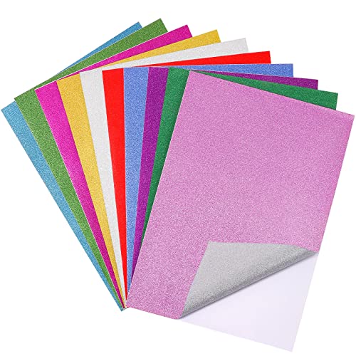 XREE 20 Blatt Glitzerpapier zum Basteln, A4 Bunt Glitzer PapieBastelpapier Glitzer Selbstklebende Glitzer-Papier für DIY Handwerk Grußkarten Scrapbooking (10 Farben) von XREE