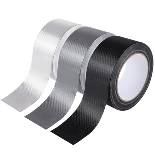 XREE 3 Rolle Panzertape, 5cm x 25m Gewebeband Panzerband Wasserfestes Klebeband Textilklebeband Handreißbar für Verbinden Abdichten Bündeln (Grau, Schwarz, Weiß) von XREE