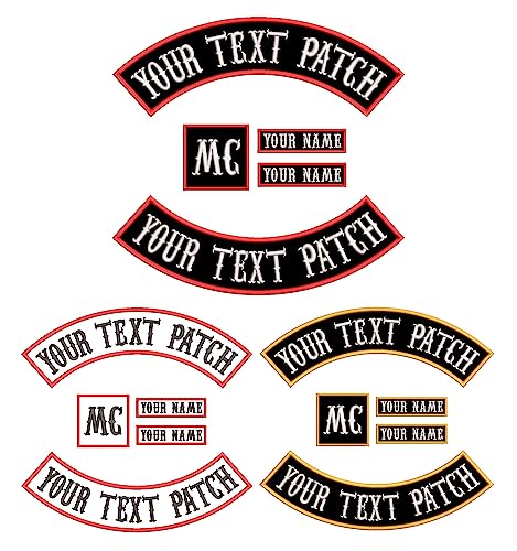 XREMB Individuell bestickte Motorrad-Patches, 5 Stück, personalisierte Stickerei, Rocker-Aufnäher, Motorrad-Patches zum Aufnähen oder Aufbügeln für Jacken (5 Stück) von XREMB