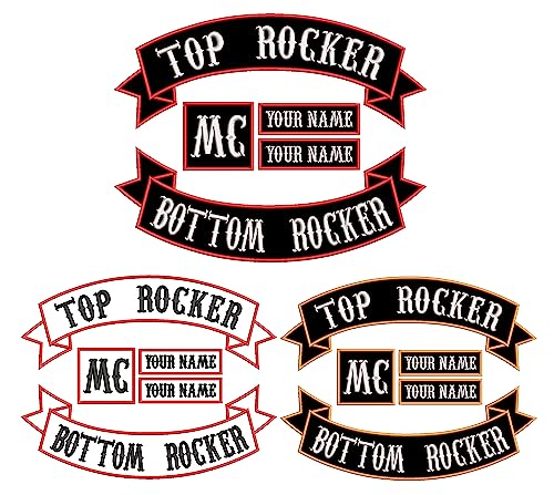 XREMB Individuell bestickte Motorrad-Patches, 5 Stück, personalisierte Stickerei, Rocker-Flicken für Reiter, Motorrad-Patches zum Aufnähen oder Aufbügeln für Jacken (5 Apcs) von XREMB