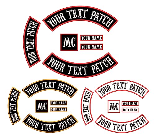 XREMB Individuell bestickte Motorrad-Patches, 6 Stück, personalisierte Stickerei, Rocker-Flicken für Reiter, Motorrad-Patches zum Aufnähen oder Aufbügeln für Jacken (6 Stück) von XREMB