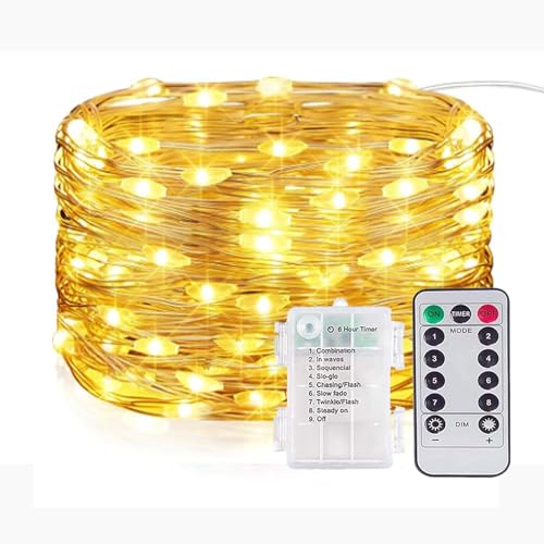 XRR LED Lichterkette, 2M 20LEDs kleine Lichterkette Batterie mit Timer Wasserdicht DIY Lichterkette Innen für Zimmer, Hochzeit Weihnachten Party (Warmweiß) von XRR