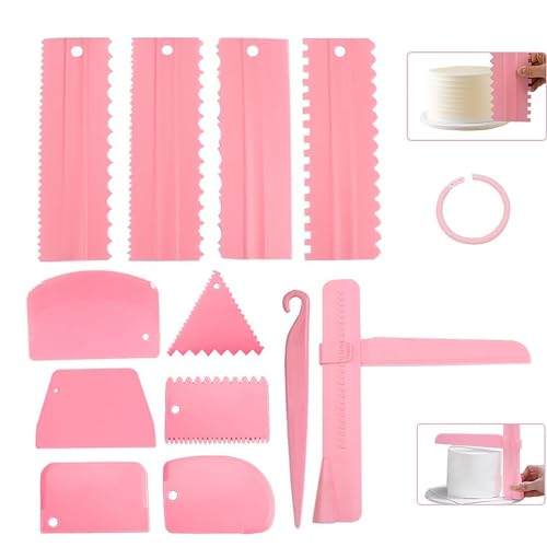 12 Stück Tortenschabe-Set, Cake Scraper Set,Kuchenkantenschaber mit verstellbarem Butterglätter, Sahneschaber, Werkzeug zum Dekorieren von Kuchen und Sahne,Küchenbackwerkzeug von XSEXO