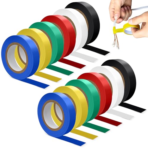 XSHAO® 12 Stück Isolierband Farbig Set, 16mm x 20m Electrical Tape Isolierband Wasserdicht PVC-Klebeband für Drahtprojekte Isolierung und Reparatur Gebrochener Drähte von XSHAO