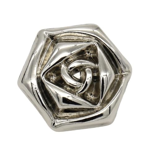 XSXSX Knöpfe, Druckknöpfe, 20 Stück Blumenformknöpfe mit Schaft, Metallrosen-Nähknöpfe for Damenkleidung, Strickjacken, Mäntel, Bastelprojekte, 18 mm(Silver,20mm) von XSXSX