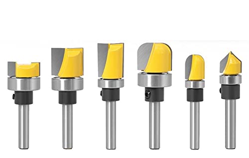 1/4 "& 6mm Schaft Muster Bit Flush Trim Bit Gerade Bit Mit Lager Scharnier Langloch Bohrer Bohrer Bit Holz Trimmer Cutter(6PCS 6mm shank) von XTINKOPW